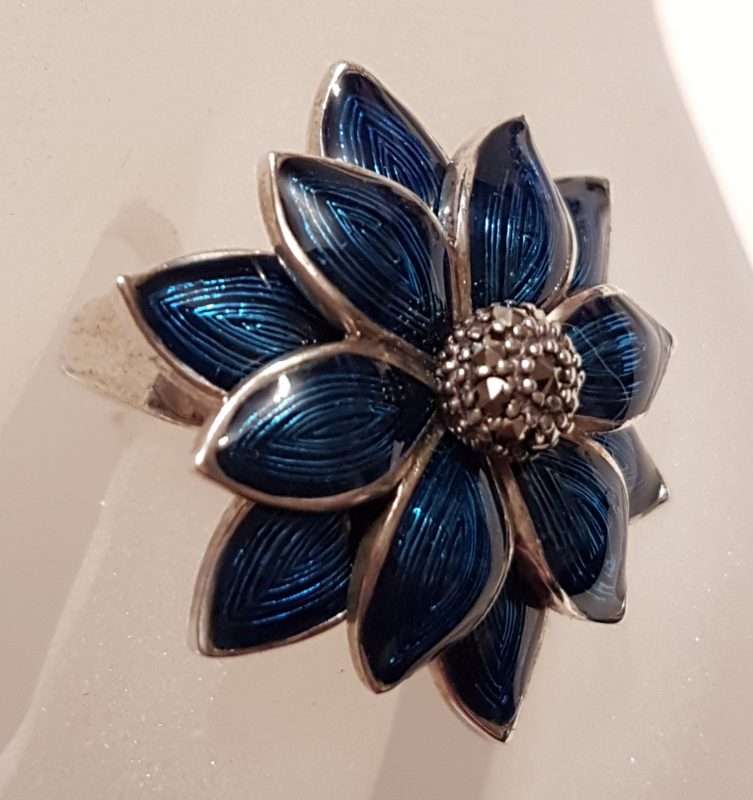 Sterling Silver, Marcasite and Enamel  Flower Ring - Sold Individually