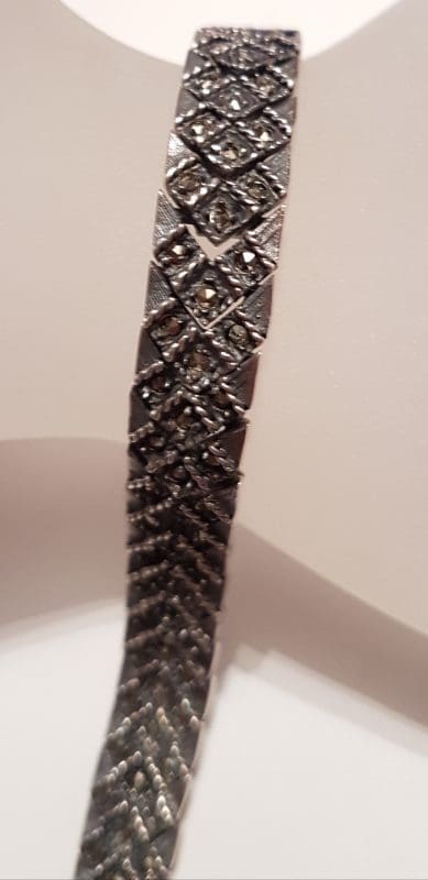Sterling Silver Wide Marcasite Bracelet