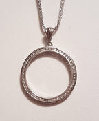 9ct White Gold Channel Set Circle / Round Diamond Pendant on 9ct Chain