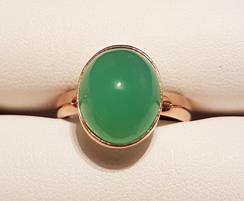 9ct Rose Gold Oval Australian Jade / Chrysoprase Ring