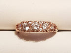 9ct Rose Gold Filigree / Ornate Cubic Zirconia Bridge Set Ring