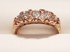 9ct Rose Gold Filigree / Ornate Cubic Zirconia Bridge Set Ring