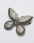 Sterling Silver Marcasite Large Butterfly Brooch
