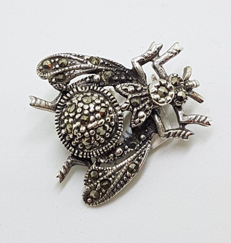 Sterling Silver Marcasite Bee / Wasp / Fly Brooch