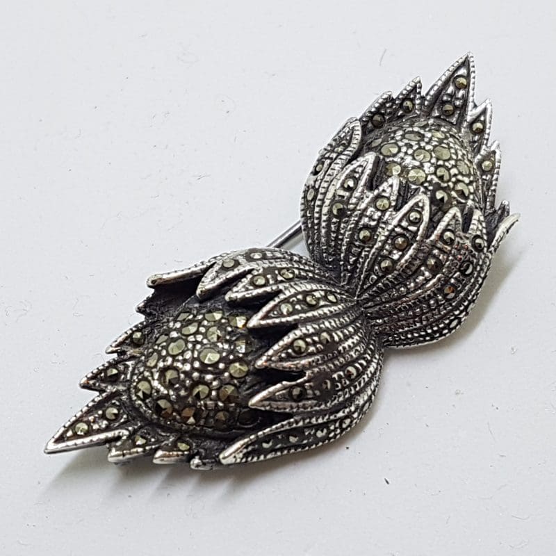 Sterling Silver Marcasite Large Hazelnuts Brooch
