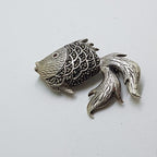 Sterling Silver Marcasite &amp; Ruby Large Fish Brooch