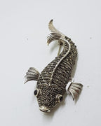 Sterling Silver Marcasite &amp; Garnet Large Koi Fish Brooch