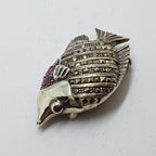 Sterling Silver Marcasite &amp; Ruby Fish Brooch