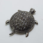 Sterling Silver Marcasite Large Turtle Brooch