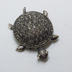 Sterling Silver Marcasite Large Turtle Brooch