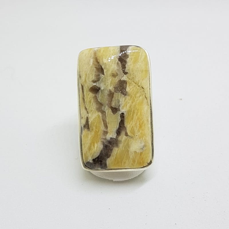 Sterling Silver Large Rectangular Leopold Feldspar Ring