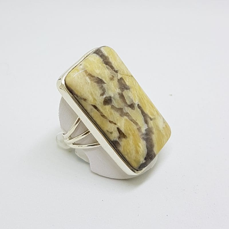 Sterling Silver Large Rectangular Leopold Feldspar Ring