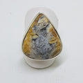 Sterling Silver Large Teardrop Shape Ocean Banded Agate Ring