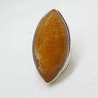 Sterling Silver Elongated Large Yellow Quartz Ring