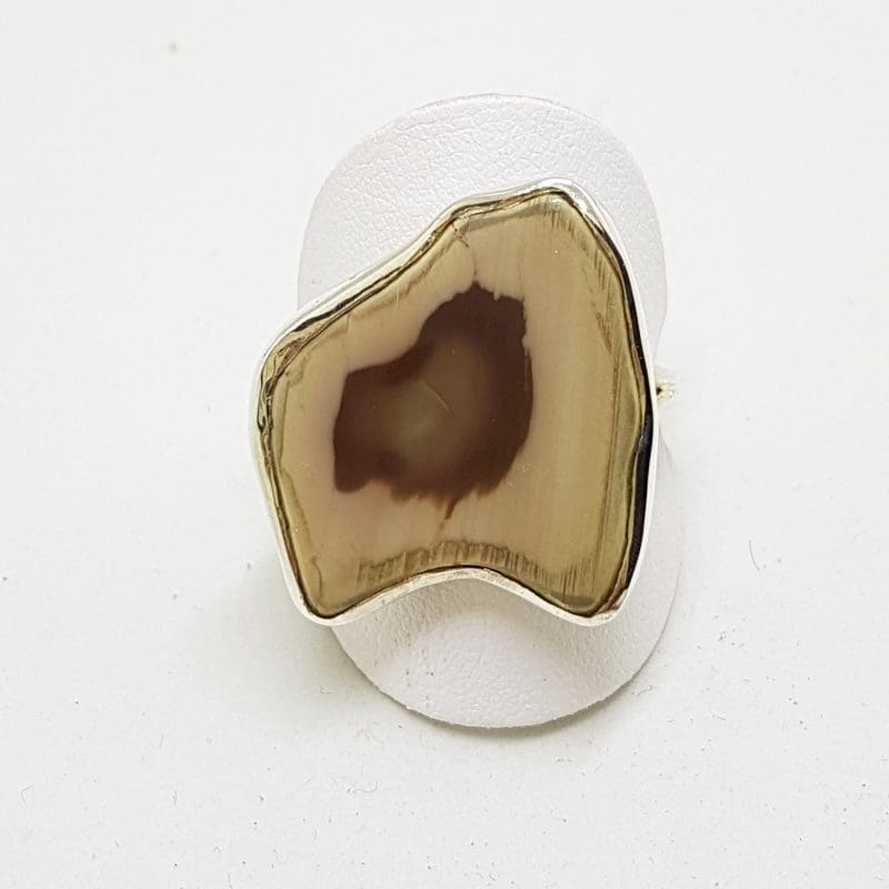 Sterling Silver Unusual Shape Imperial Jasper Ring