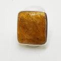 Sterling Silver Large Rectangular Yellow Quartz Ring