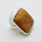 Sterling Silver Large Rectangular Yellow Quartz Ring