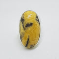 Sterling Silver Large Oval Banded Yellow Stone Ring