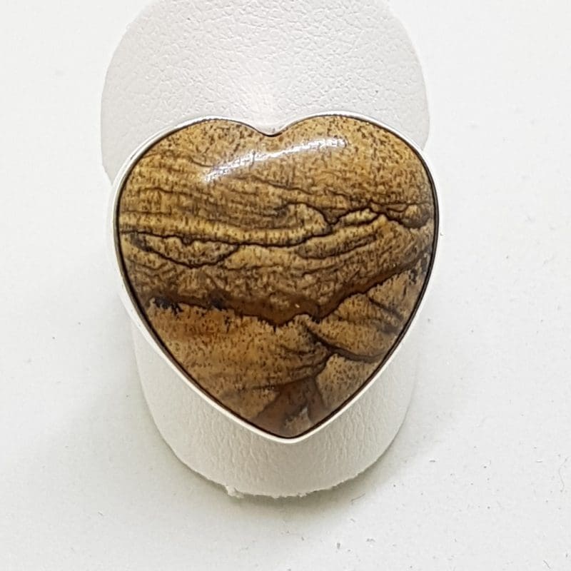 Sterling Silver Brown Jasper Heart Ring