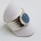 Sterling Silver Cabochon Aquamarine Wide Ring - Oval