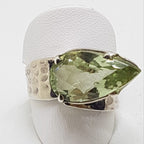 Sterling Silver Green Amethyst / Prasiolite Unusual Teardrop Shape Ring