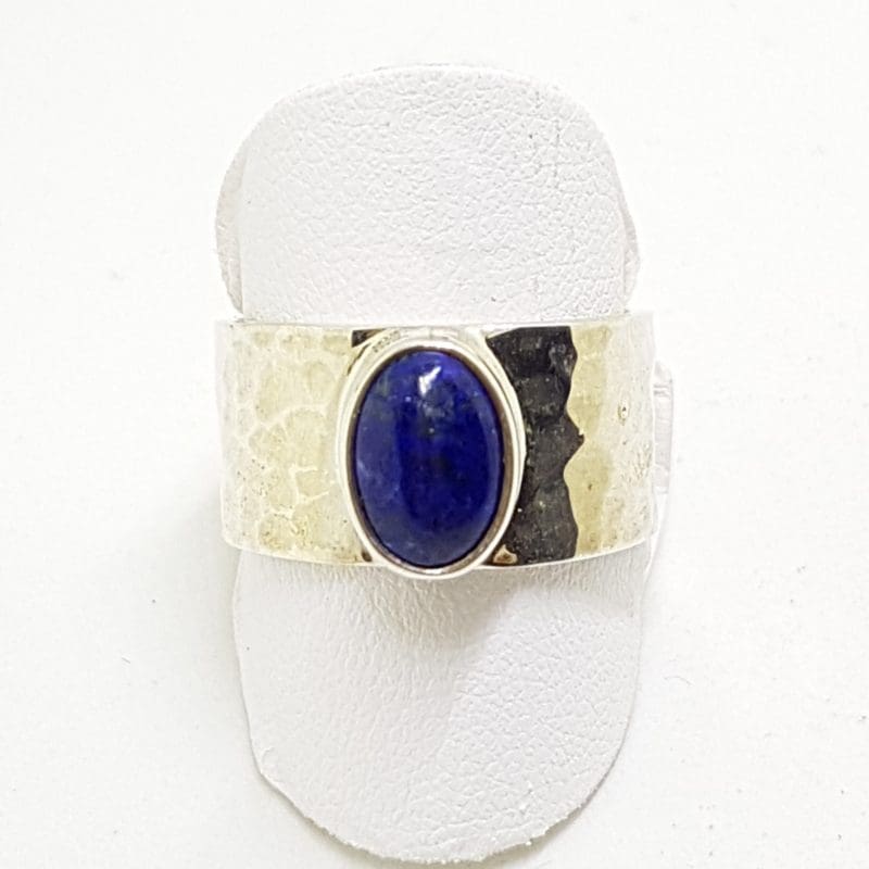 Sterling Silver Oval Lapis Lazuli in Wide Band Ring