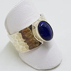 Sterling Silver Oval Lapis Lazuli in Wide Band Ring