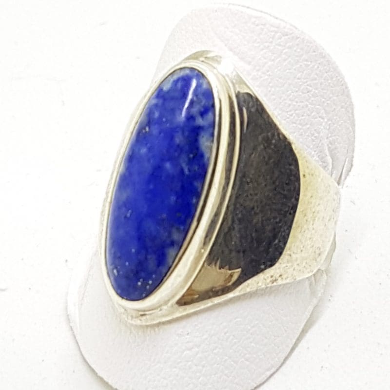 Sterling Silver Large Oval Lapis Lazuli Wide Ring