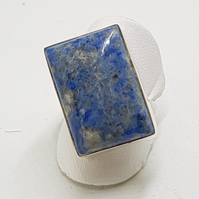 Sterling Silver Large Rectangular Lapis Lazuli Ring