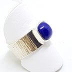 Sterling Silver Square Lapis Lazuli in Wide Band Ring