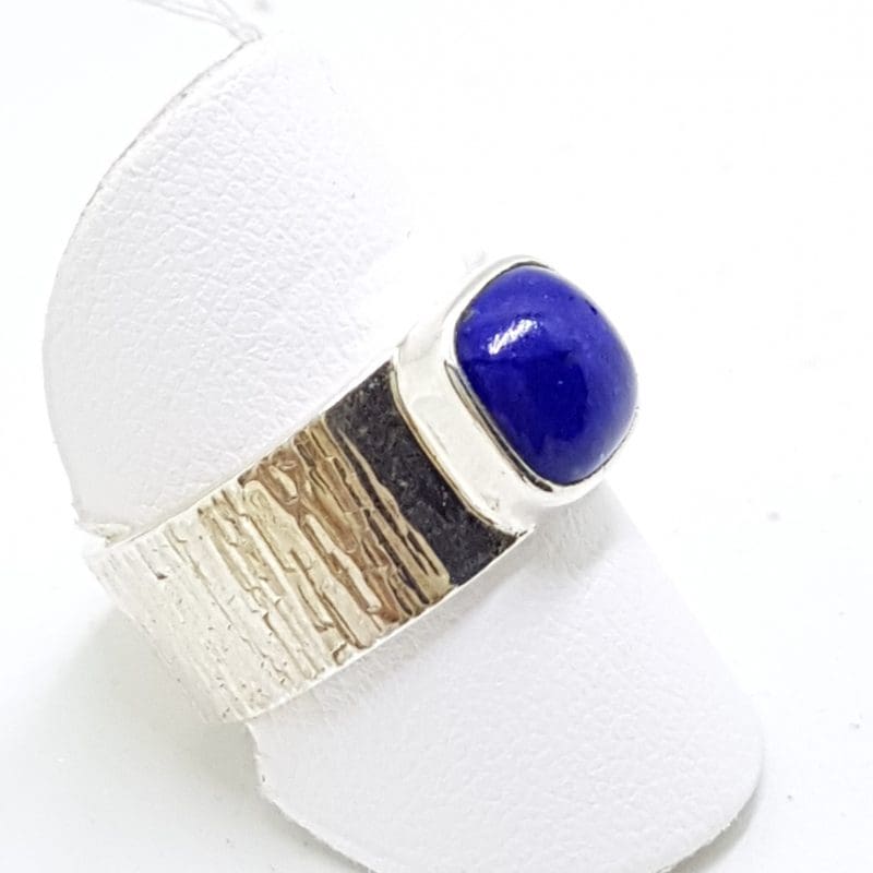 Sterling Silver Square Lapis Lazuli in Wide Band Ring