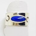 Sterling Silver Oval Lapis Lazuli in Wide Wave Band Ring