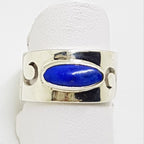 Sterling Silver Oval Lapis Lazuli in Wide Wave Band Ring