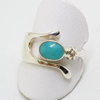 Sterling Silver Oval Amazonite in Wishbone Ring