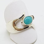 Sterling Silver Oval Amazonite in Wishbone Ring