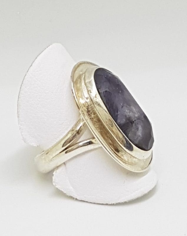 Sterling Silver Large Oval Sapphire Ring