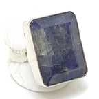 Sterling Silver Large Rectangular Sapphire Ring
