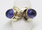 Sterling Silver Heavy Ring with 2 Cabochon Iolite