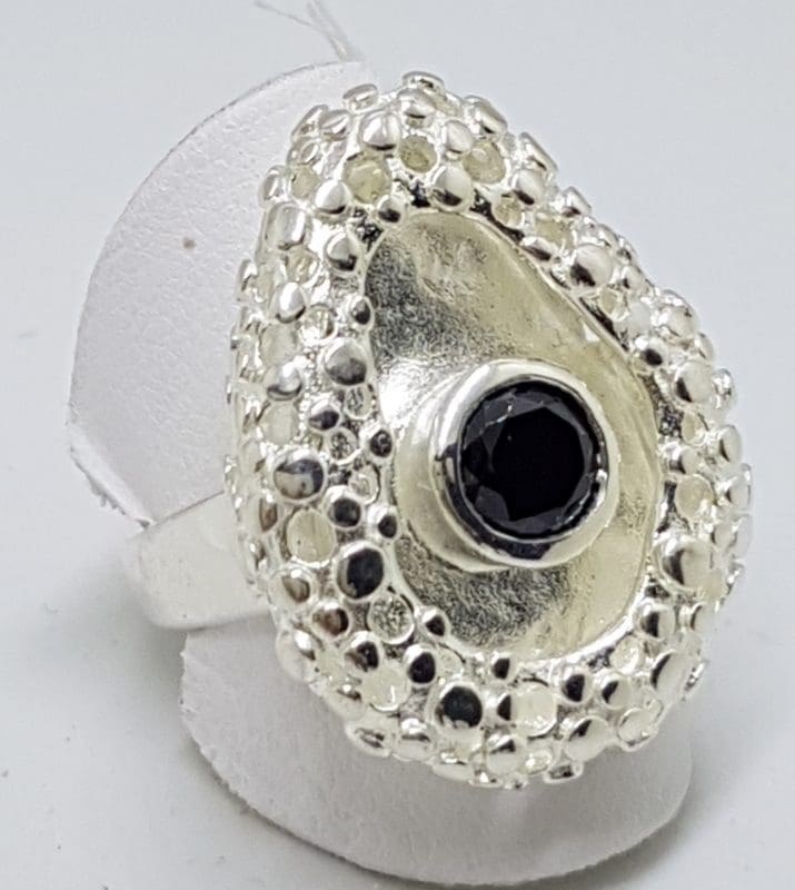 Sterling Silver Onyx Large Unusual Ring