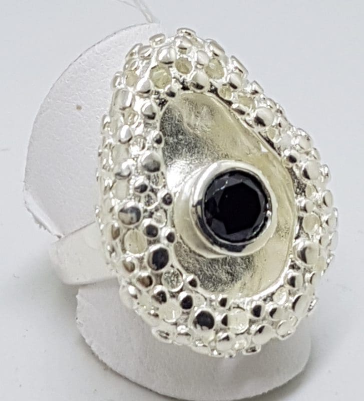 Sterling Silver Onyx Large Unusual Ring