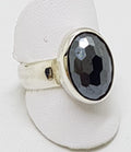 Sterling Silver Faceted Iron Ore / Hematite Oval Ring