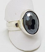 Sterling Silver Faceted Iron Ore / Hematite Oval Ring