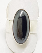 Sterling Silver Iron Ore / Hematite Large Oval Ring