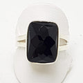 Sterling Silver Onyx Large Faceted Ring - Extendable