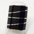 Sterling Silver Black Enamel Large Rectangular Ring