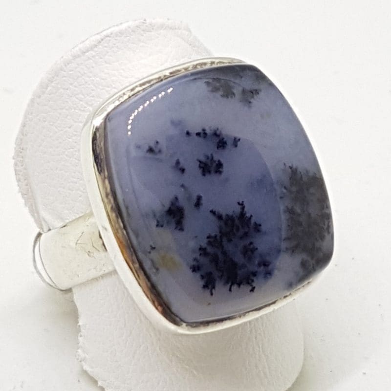 Sterling Silver Large Square Dendritic Agate Ring