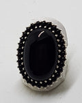 Sterling Silver Onyx Large Oval Cluster Ring