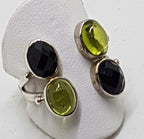 Sterling Silver Onyx and Peridot Ring