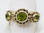 Sterling Silver 3 Peridots in Circles Ring - Trilogy Heavy Ring