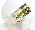 Sterling Silver Peridot High Filigree Ornate Design Ring